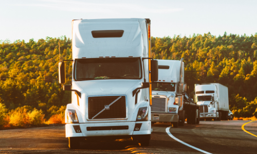 trucks on the road